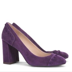 Tory Burch Colt Suede Pump Studded Block Heel Pump Purple Suede Leather Size 5